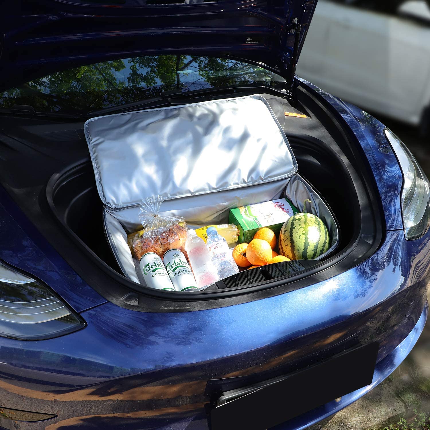 Frunk cooler organisator isolering kylväska med nätfickor för tesla modell 3 modell y modell x