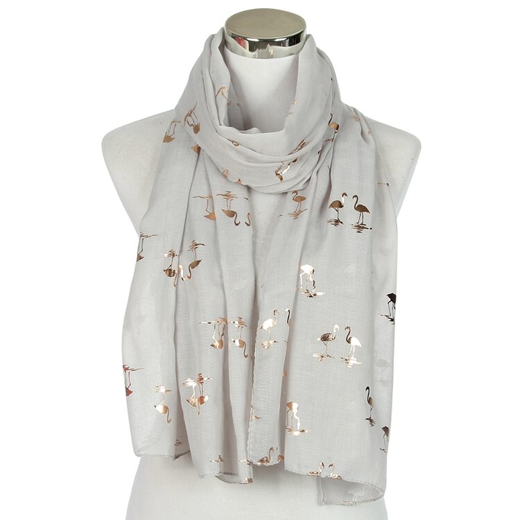 Foxmother Mode Glanzende Roze Mint Bronzing Folie Goud Flamingo Swan Ring Sjaal Snood Foulard Sjaal Vrouwen: Grey Long