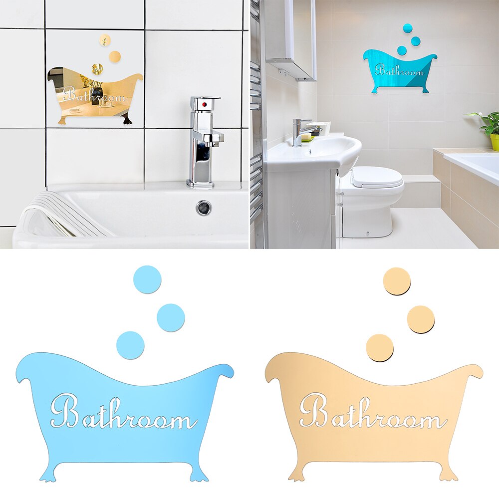 Funny Door Entrance Sign 3D Mirror Wall Sticker Kids Men Women Bathroom DIY Wall Stickers Decals Bar Home Decor