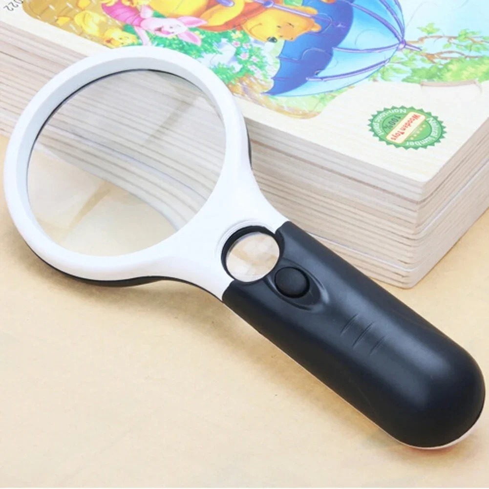 Wit vergrootglas Handheld 45X vergrootglas met 3 LED-licht voor het lezen van vergrootglas Sieradenloep