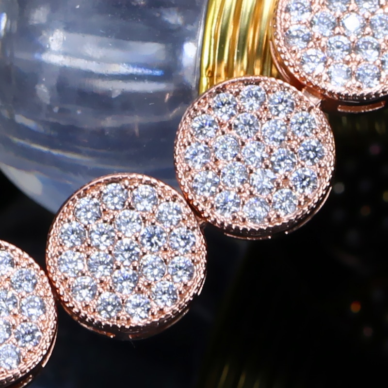 CWWZircons Adjustable Size Rose Gold Color Micro Pave Round Cubic Zirconia Baguette Chokers Necklace For Women CP006