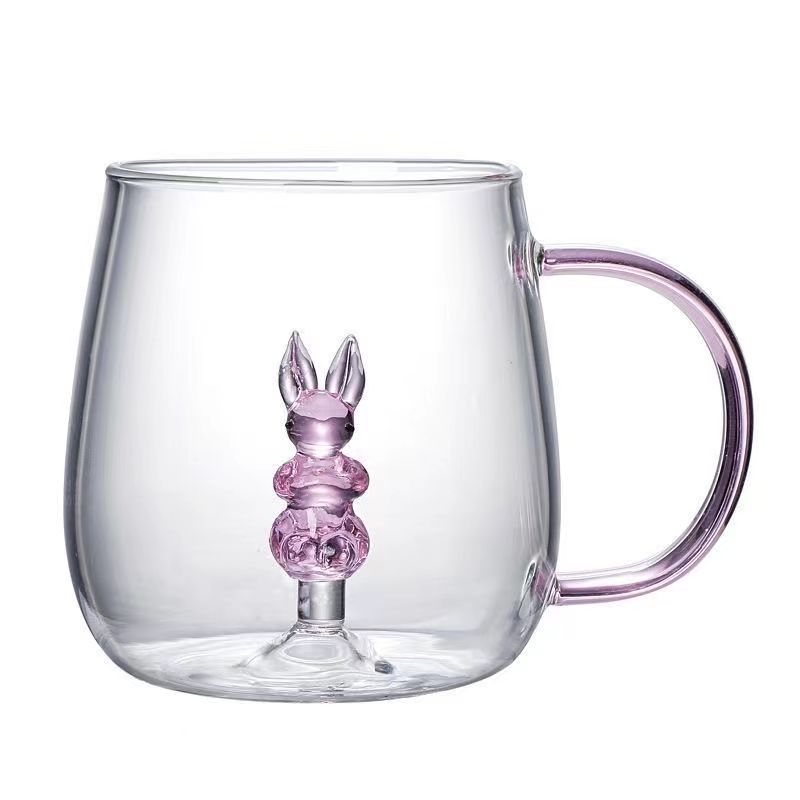 400ml 13oz 3d kaktus rose and flamingo dyr vandglas krus kop med hank til piger børn elskere bryllup: Sort