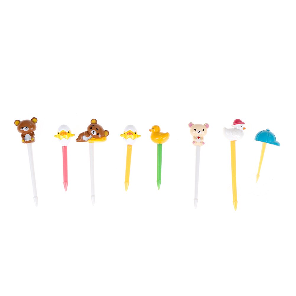 6/10/12/50pcs Reusable Pick Toothpick Plastic Forks Animal Bento Accessories Kitchen Bar Kids Dessert Tableware Party Supplies