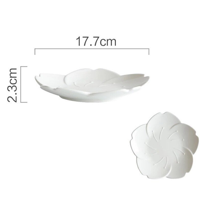 1pcs Ceramic Dinner Set Pink Kitchen Tableware Plates Flower Shape Chili Sauce Dish Plastic Plates-: Black