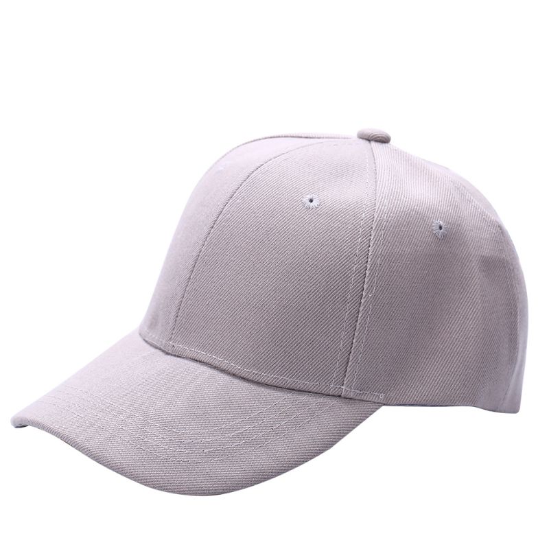 Men Women Plain Baseball Cap Unisex Curved Visor Hat Hip-Hop Adjustable Peaked Hat: Gray