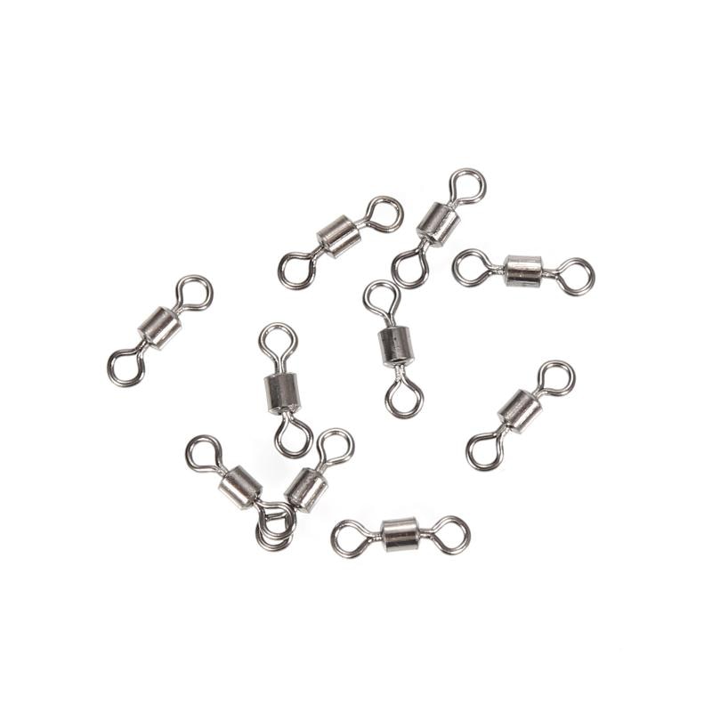 50 stk fiskestik svirvler solidt konnektor kugleleje snap fiskeri svirvler rullende rustfrit stål perler tilbehør 3#-8