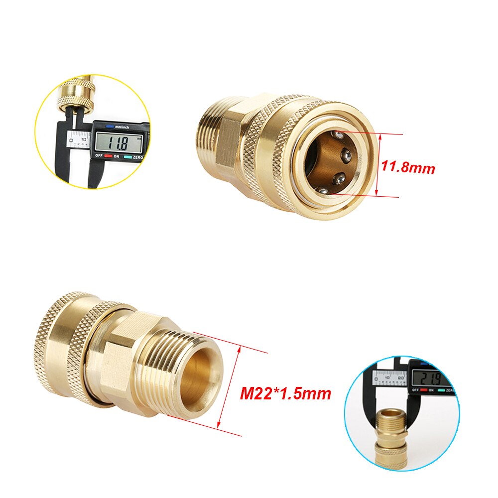 High Pressure Washer Adapter Set Quick Connect Kits For Snow Foam Lance M22 Swivel to M22 Metric to Quick Release
