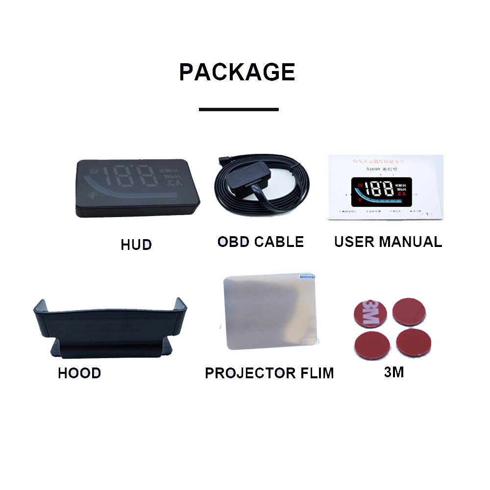 Car Electronics Speed Windshield Projector Head Up Display Automobile OBD2 HUD Auto Display Shift Alarm Coolant RPM