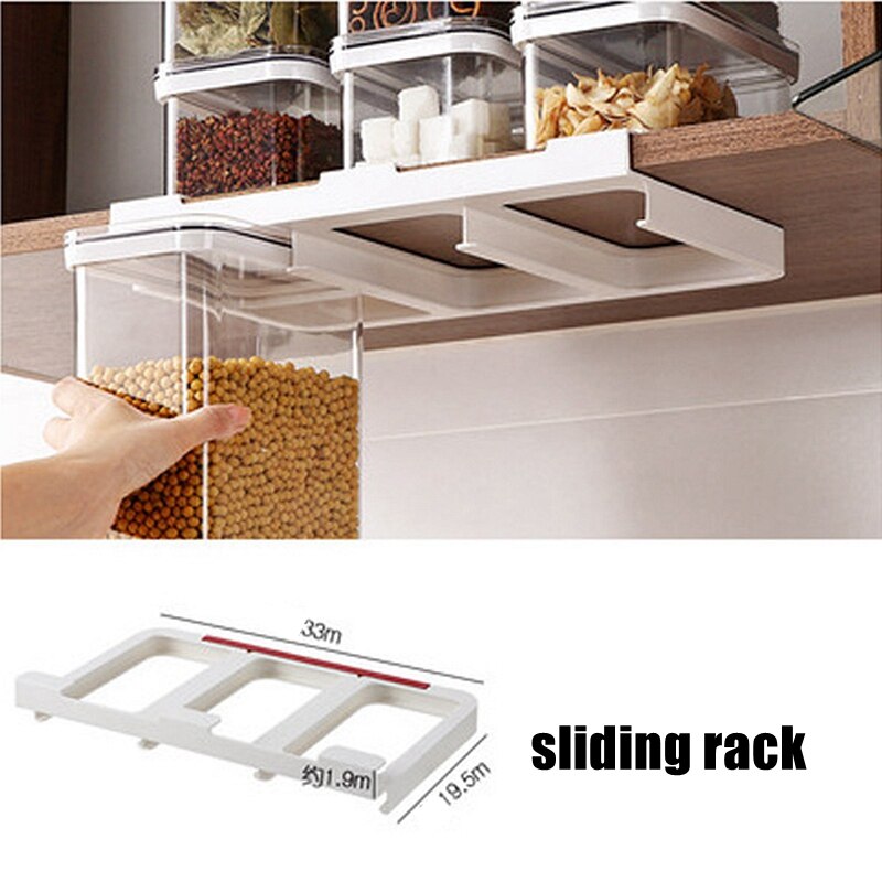 Wall-mounted Food Storage Cans Plastic Stacked Food Storage Container Box Refrigerator Sliding Sealed Jar Kitchen Supplies: sliding rack