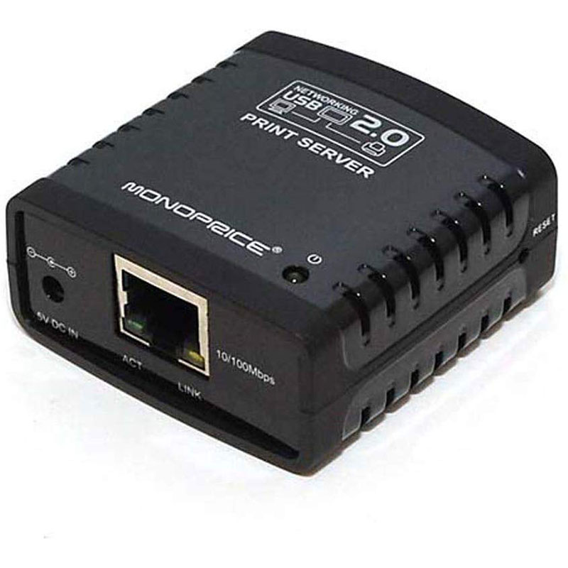 10/100Mbps Print Server Ethernet to USB 2.0 Network LPR LAN USB Print Server Adapter Printers Share black-SCLL