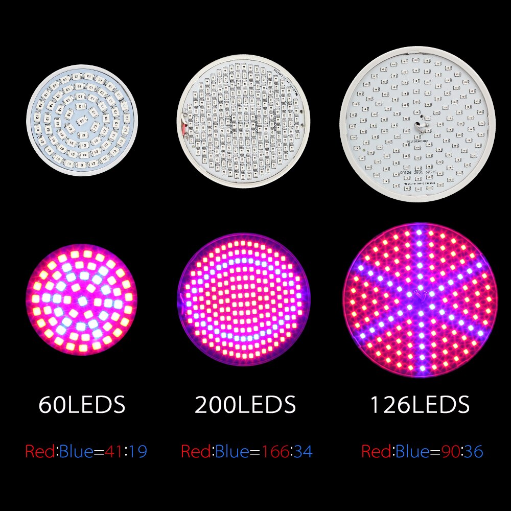 Neue voll Spektrum E27 60 126 200 Leds verrotten Blau LED wachsen Lampen für Blüte und Hydrokultur Pflanzen drinnen draussen Wachsen Licht
