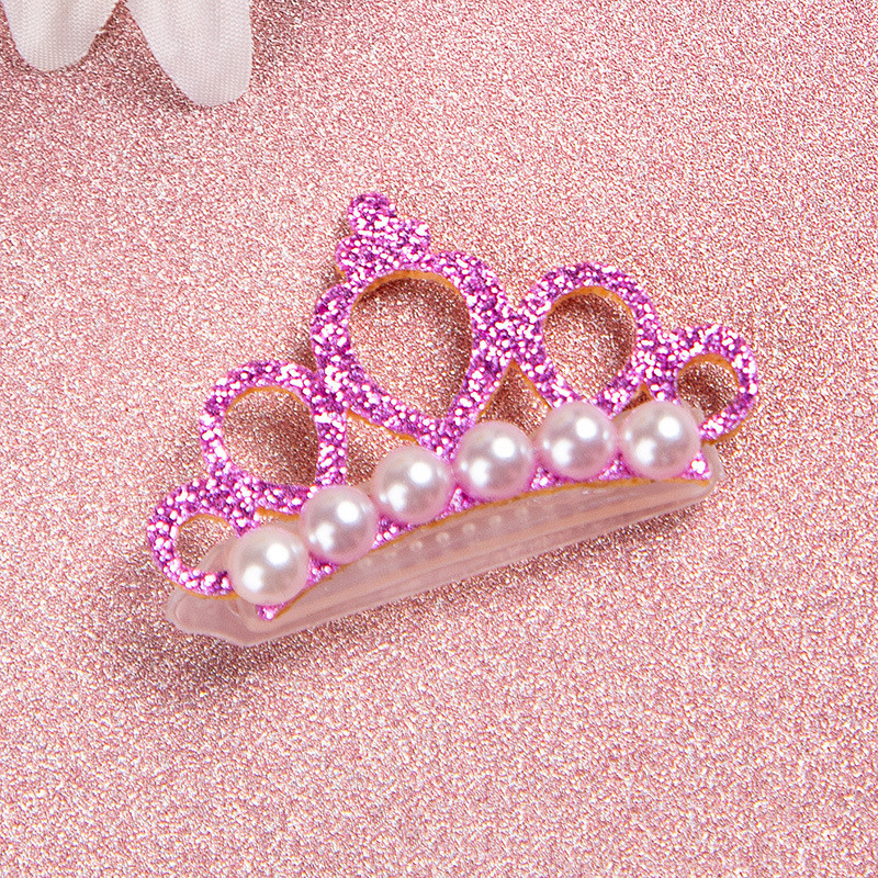 Pinzas para el pelo para perros pequeños, lazos con forma de corona de perlas de imitación, pinzas para el pelo de gato, tocado de aseo, accesorios para mascotas, 1 ud.: Rosa