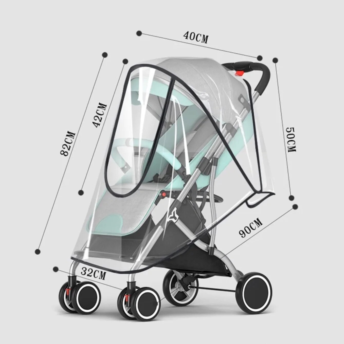 Universele waterdichte regenhoes voor kinderwagens Kinderwagenaccessoires Transparante stofkap Open ritssluiting Paraplu Regenachtig seizoen Waterdicht