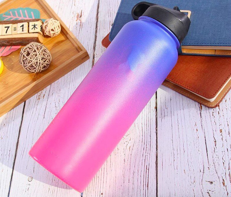 7 kleuren Kleurrijke Geïsoleerde Rvs Water Flessen 18 OZ/32 OZ/40 OZ Brede Mond met thermoskan Sport Deksels: 40oz / Powder blue