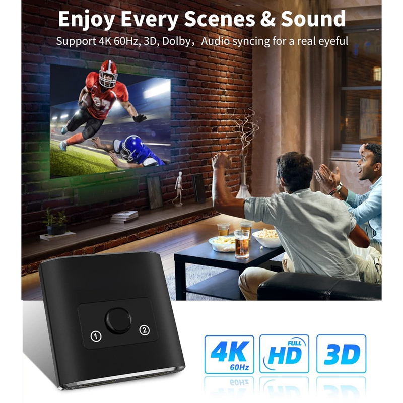 HD Switch 4K @30HZ Switcher Two-In One-Out HD Video 1 In And 2 Out Intelligent Two-Way Switching