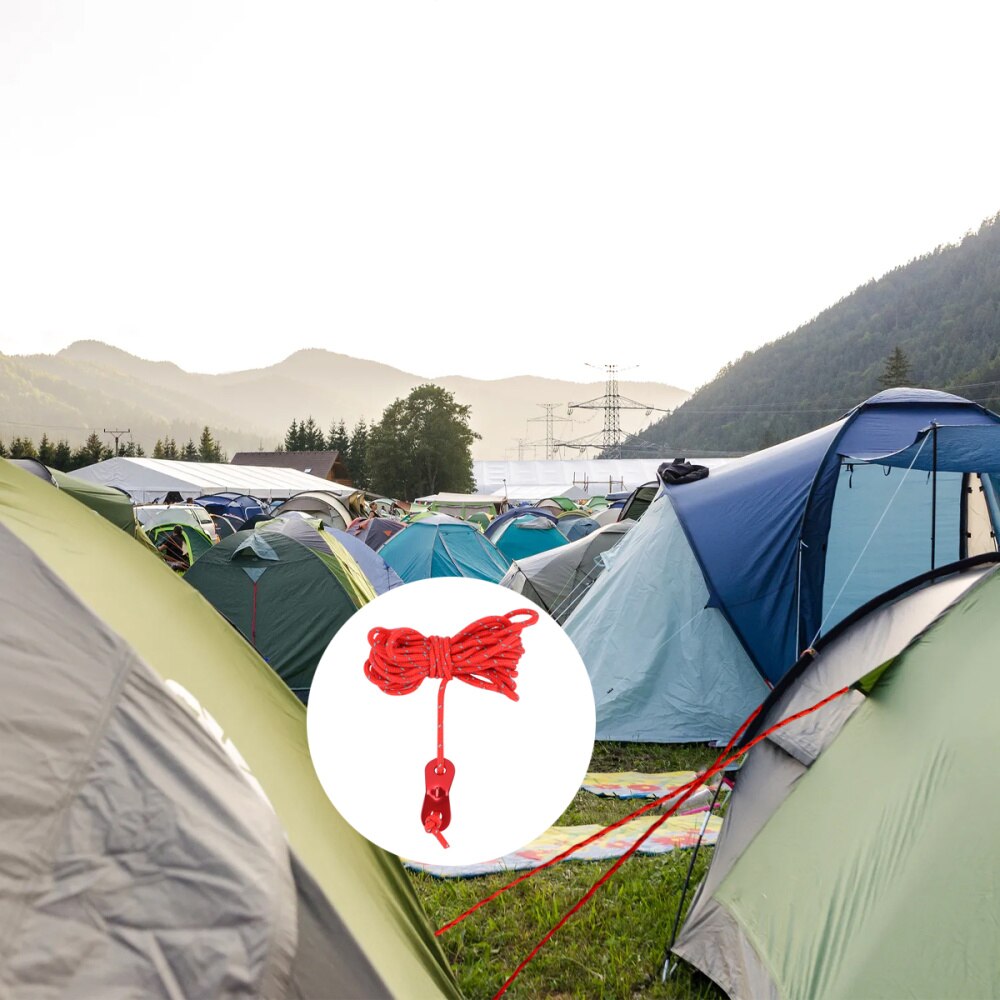 6 pièces 4 mètres Guyline tente corde corde réfléchissante tente cordon avec 2-Eye corde tendeurs pour Camping randonnée sac à dos (vert): Red