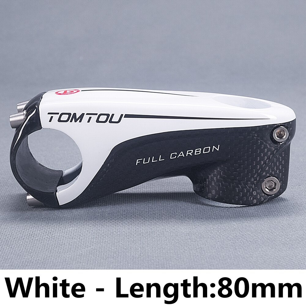 TOMTOU Glänzend Voll 3k Kohlenstoff Vorbau 6 Grad Rennrad 80/90/ 100/110mm Berg Fahrrad teile 150g Weiß-T70U53: 80MM