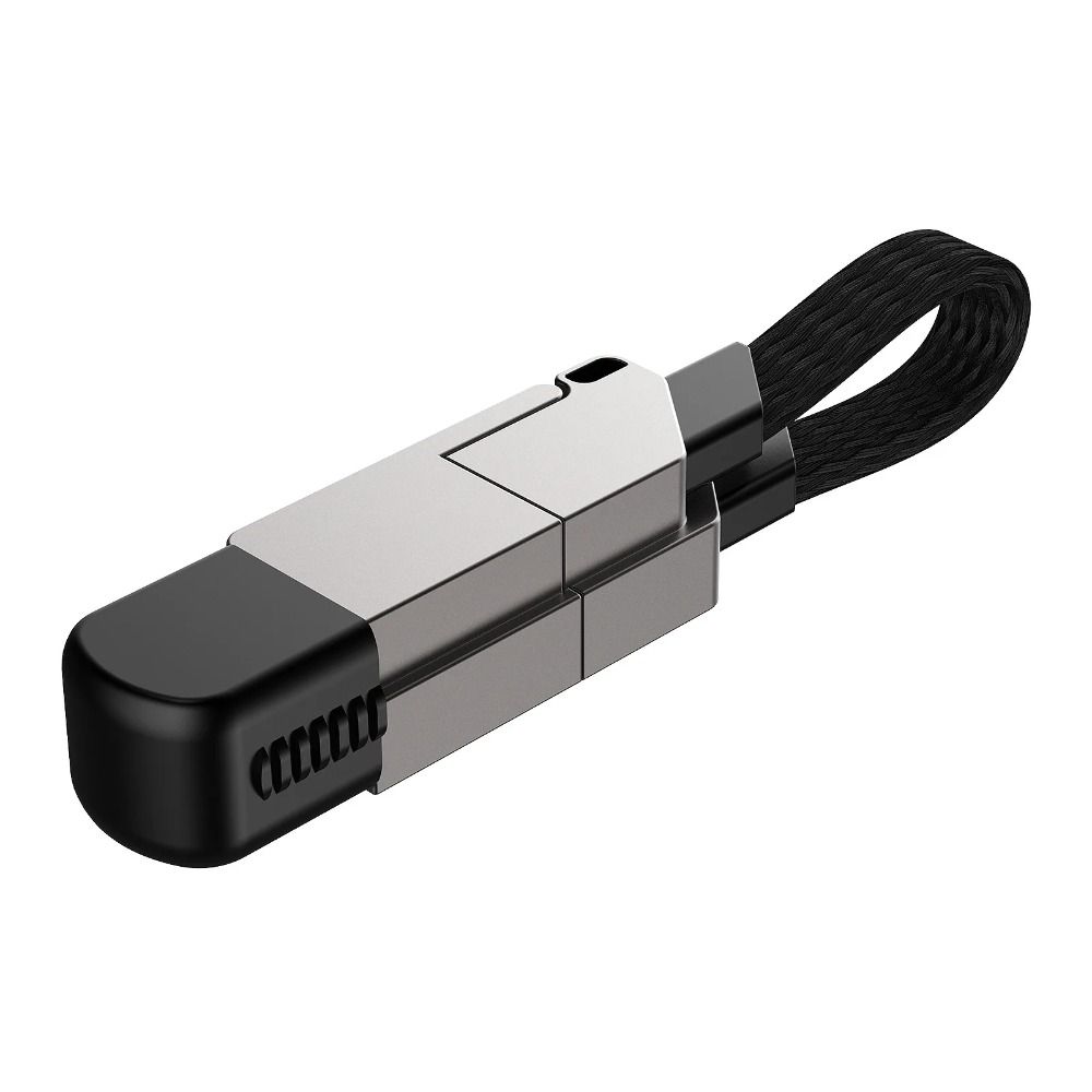 Nøglering multi-opladerkabel kort hurtigoplader  pd 60w multistik kabel 4 in 1 usb a/c til type c opladerledning: Beige