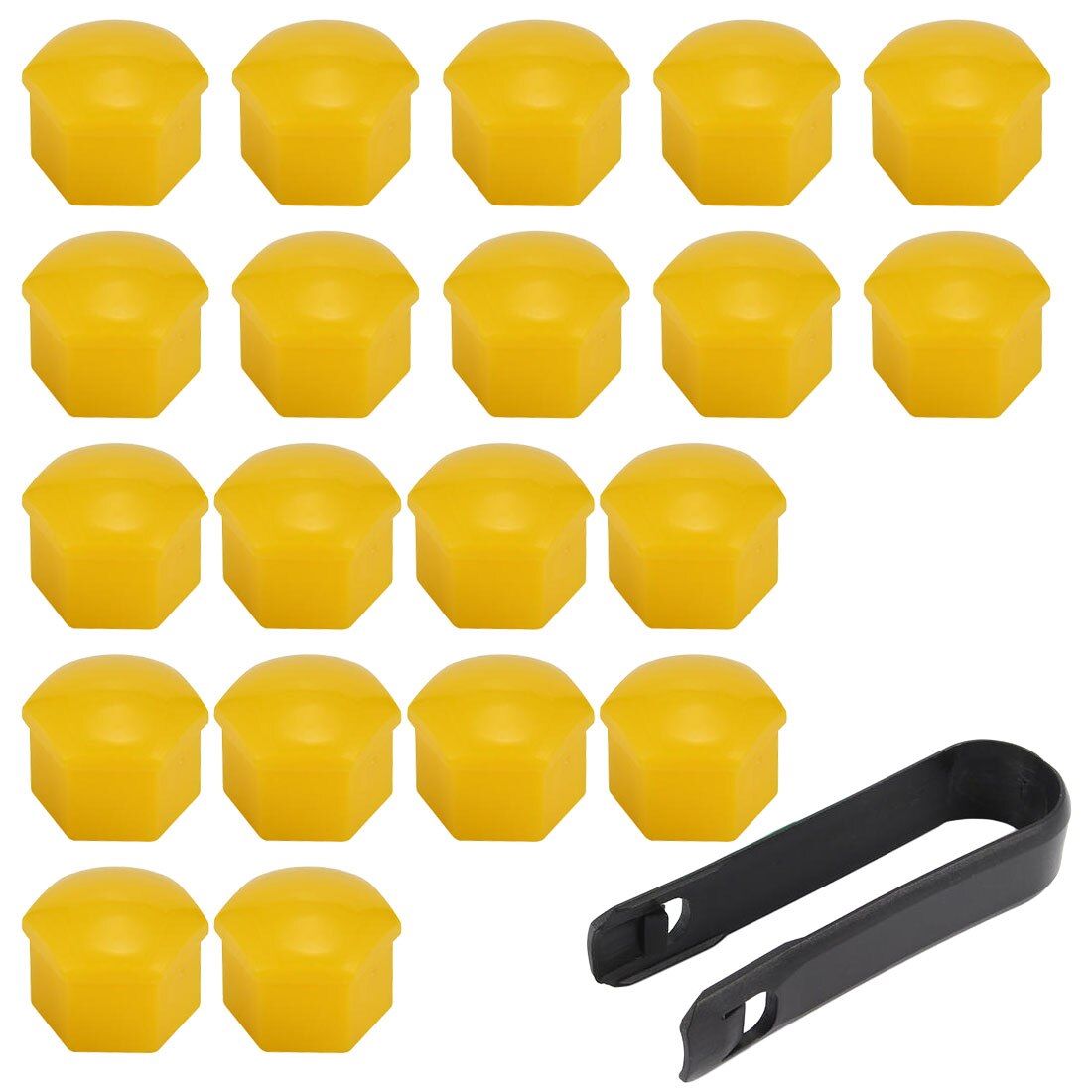 Silikone bil bolt hætter 20 stk/pose 17mm 19mm 21mm bil bolt caps hjulmøtrikker silikone covers praktisk nav skruelåg beskytter: Gul