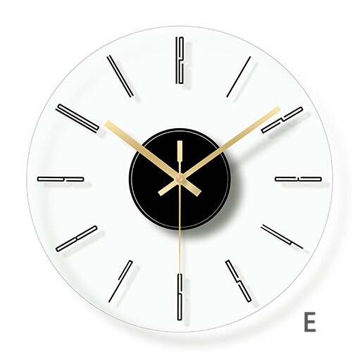 Enkel veggklokke glass digital veggklokke stue mute kvarts hengende klokke moderne hjemmeinnredning: E