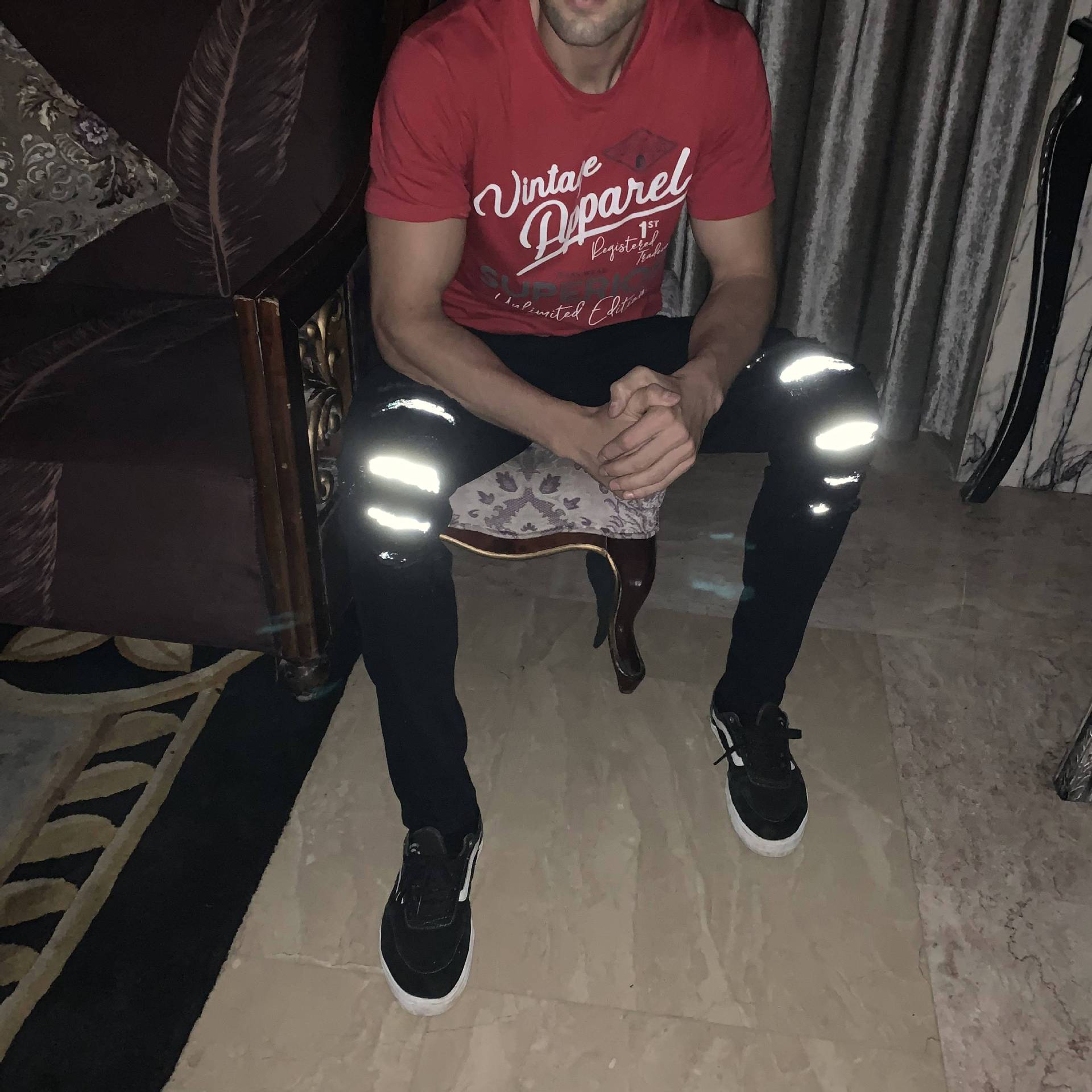 Casual lange bukser herre ripped refleks jeans mann streetwear hiphop denim bukser størrelse xs-xxl svart