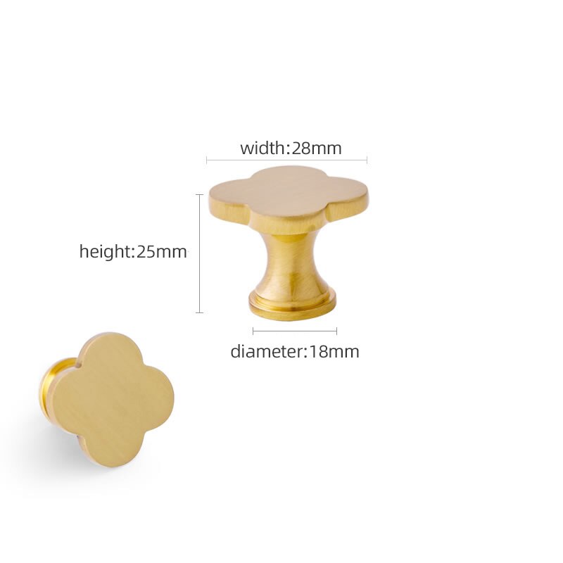 Klavertje Vier Messing Deurknoppen En Handgrepen Voor Keukenkast Kast Europese Meubels Schuifladegrepen Pulls Groen: 1PC Smooth