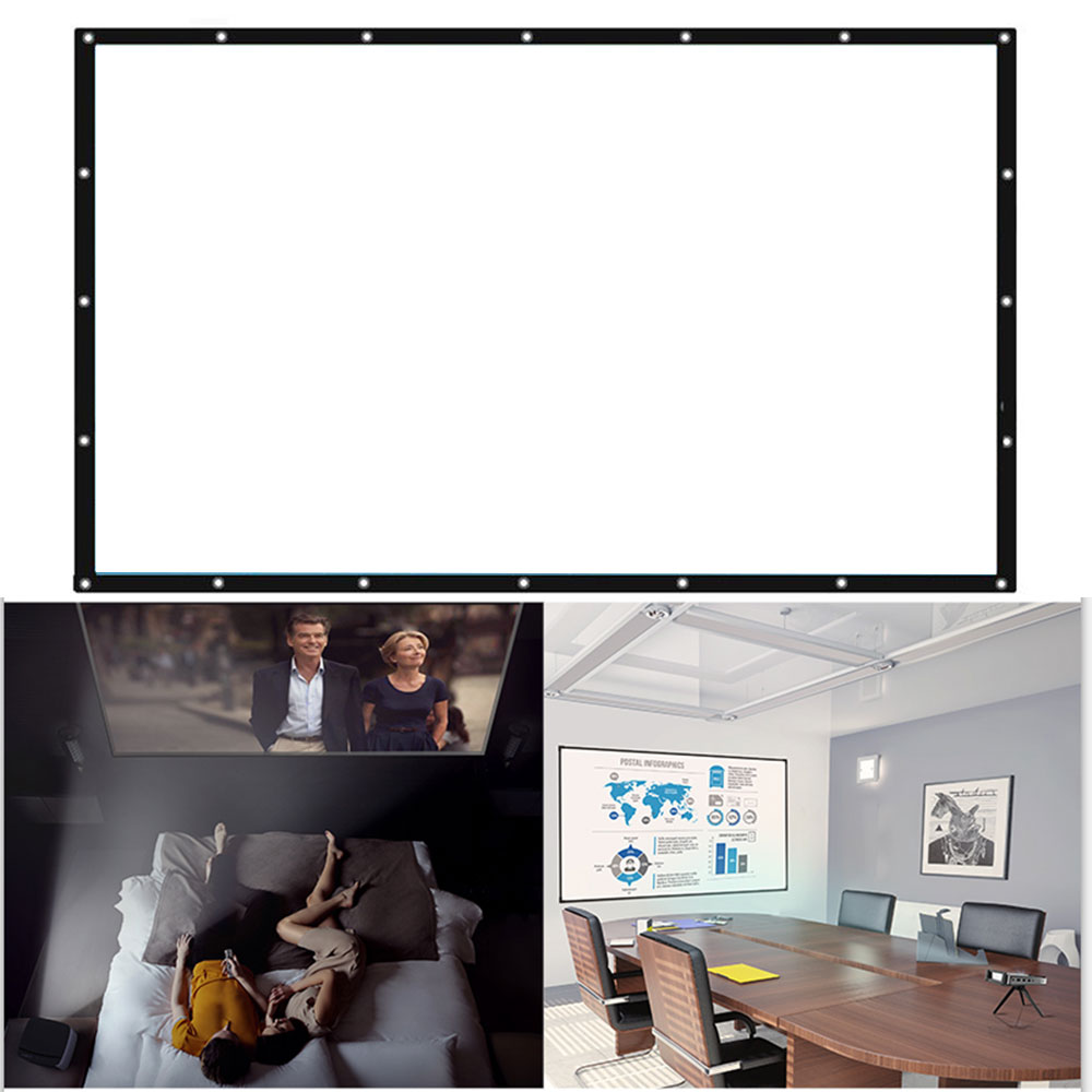 Foldable 16:9 Projector 60 72 84 100 120 150 inch White Projection Screen edging projector screen TV home audio-visual screen