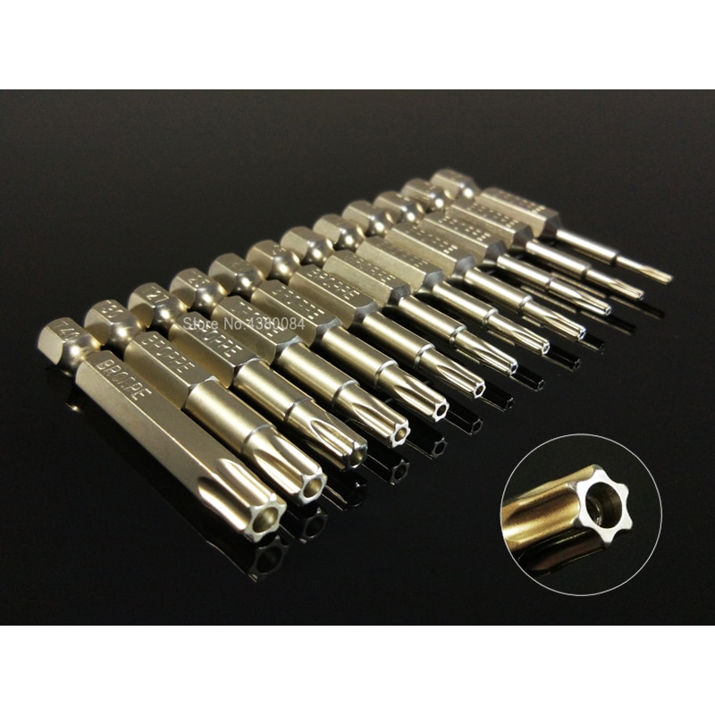 12 Stuks Set 50 Mm Magnetische Torx Schroevendraaier Bits 1/4 "(6.35 Mm) hex Shank Elektronische Reparatie Kit S2 Gelegeerd Staal Power Handgereedschap