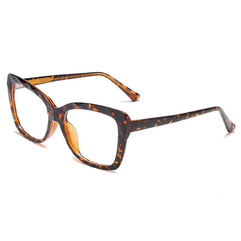 So&ei ins populaire multi-cut kristal  tr90 kattenoog damesbril montuur vintage veerscharnier heldere anti-blauwstraal lenzen bril: Luipaard