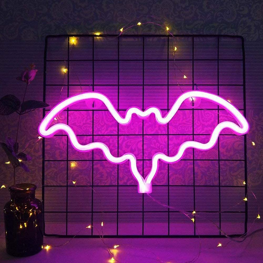 Neon- Zeichen Fledermaus Geformt Zauberstab Dekorative LDE Nacht Licht Batterie & USB Betrieben für freundlicher Geburtstag Zimmer Dekor Party Dekoration christm