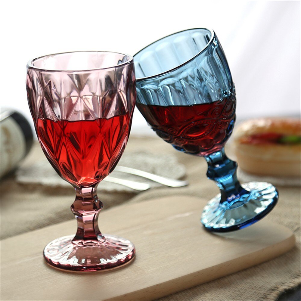 4 st/set multicolor ristade röda vinglas retro präglade whiskykoppar bröllopsfest champagne flöjter bar restaurang drinkware