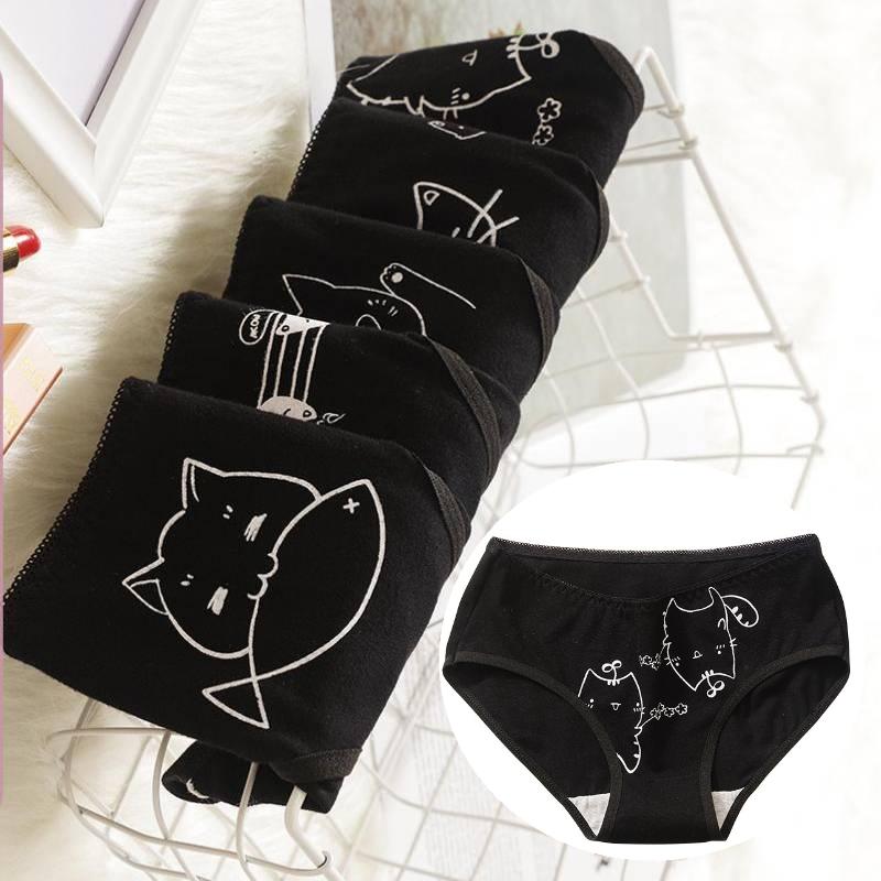 Calcinha com desenhos de animais fofos para mulher, roupa interior respirável de algodão macio plus size, lingerie sexy calcinha feminina