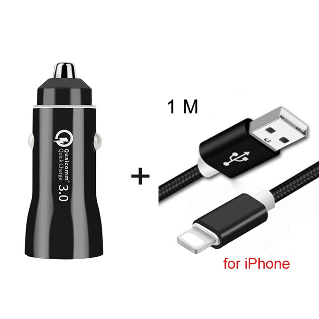 Mini cargador USB Dual para coche, dispositivo de carga rápida QC 3,0 3.1A para Xiaomi Mi9 Mi8 mi 8 9 A2 lite Redmi note 9 8 7 Pro: cable for iphone