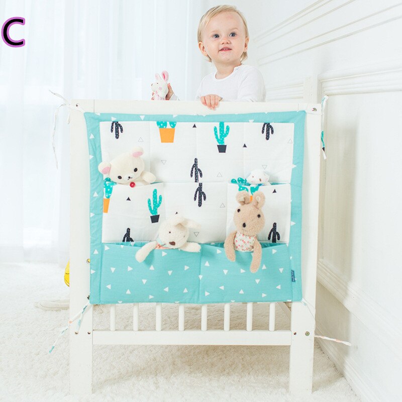 Sac de rangement de dessin animé, sac de rangement suspendu, lit bébé, marque, organisateur de berceau en coton, poche à jouets pour couches, ensemble de literie de berceau: C