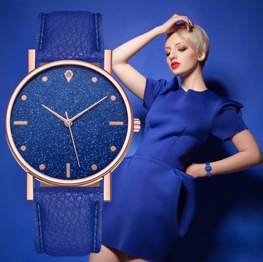 Kvinders stjernehimmelurskive ur kvinders læderrem quartz dameur armbåndsur orologio donna relojes