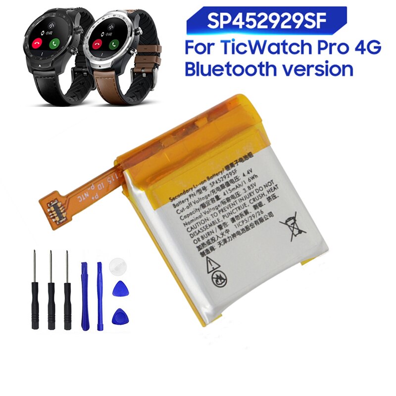 100% 415 mah  sp452929sf batteri til ticwatch pro / ticwatch pro 4g watch smart watch akkumulator+værktøj