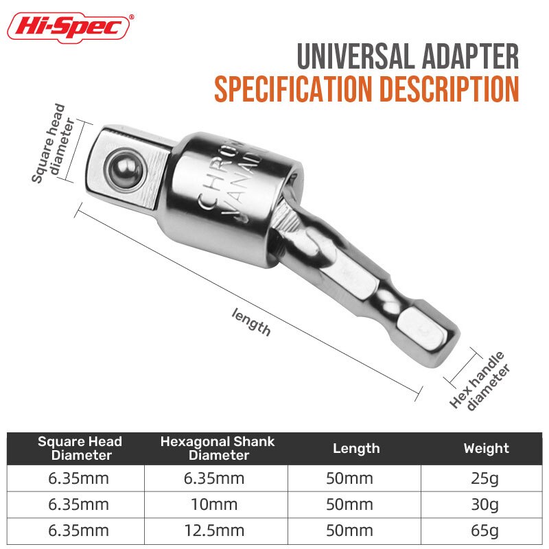 1/4" 3/8" 1/2" Ratchet Wrench Adapter Universal Joint Set Ratchet Angle Extension Bar Socket Adapter for Impact Driver