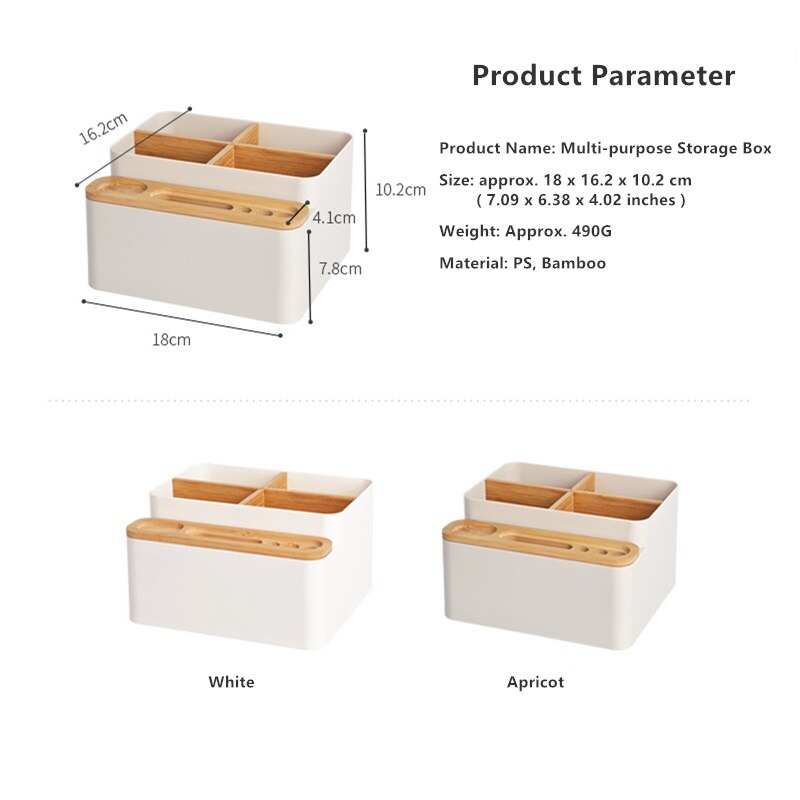 Desk Storage Box Detachable Multi-purpose Storage Box Pen Holder Wood Pen Box Bamboo Storage Case For Home Office Organizer