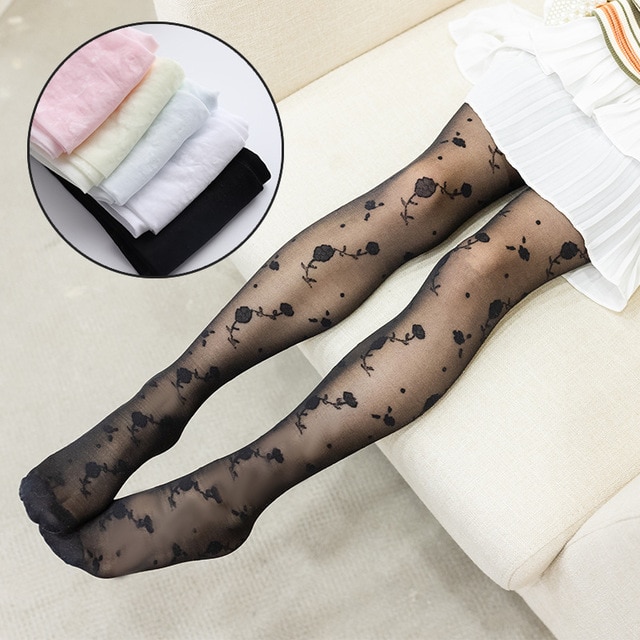 Bambini fiore collant estate ragazze sottili collant anti-zanzara seta traspirante collant per bambini calze da ballo