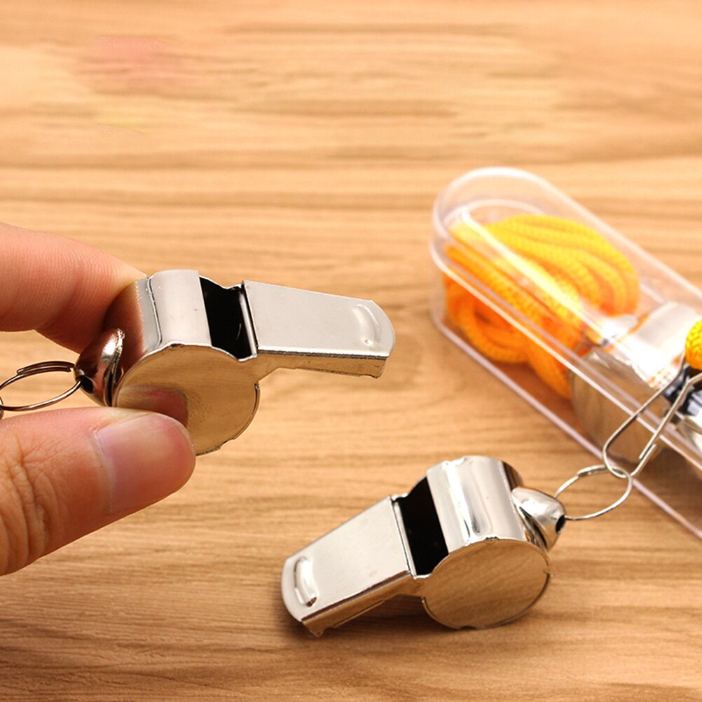 10 stk metallfløyte med snor ekstra høyt dommertrener i rustfritt stål fløyter fotball basketball fotball cheerleaders