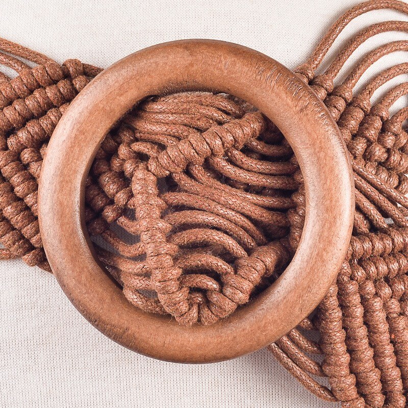Cinturones de Estilo Vintage bohemio para mujer, de punto ancho para decoración, cinturones de vestir (marrón)