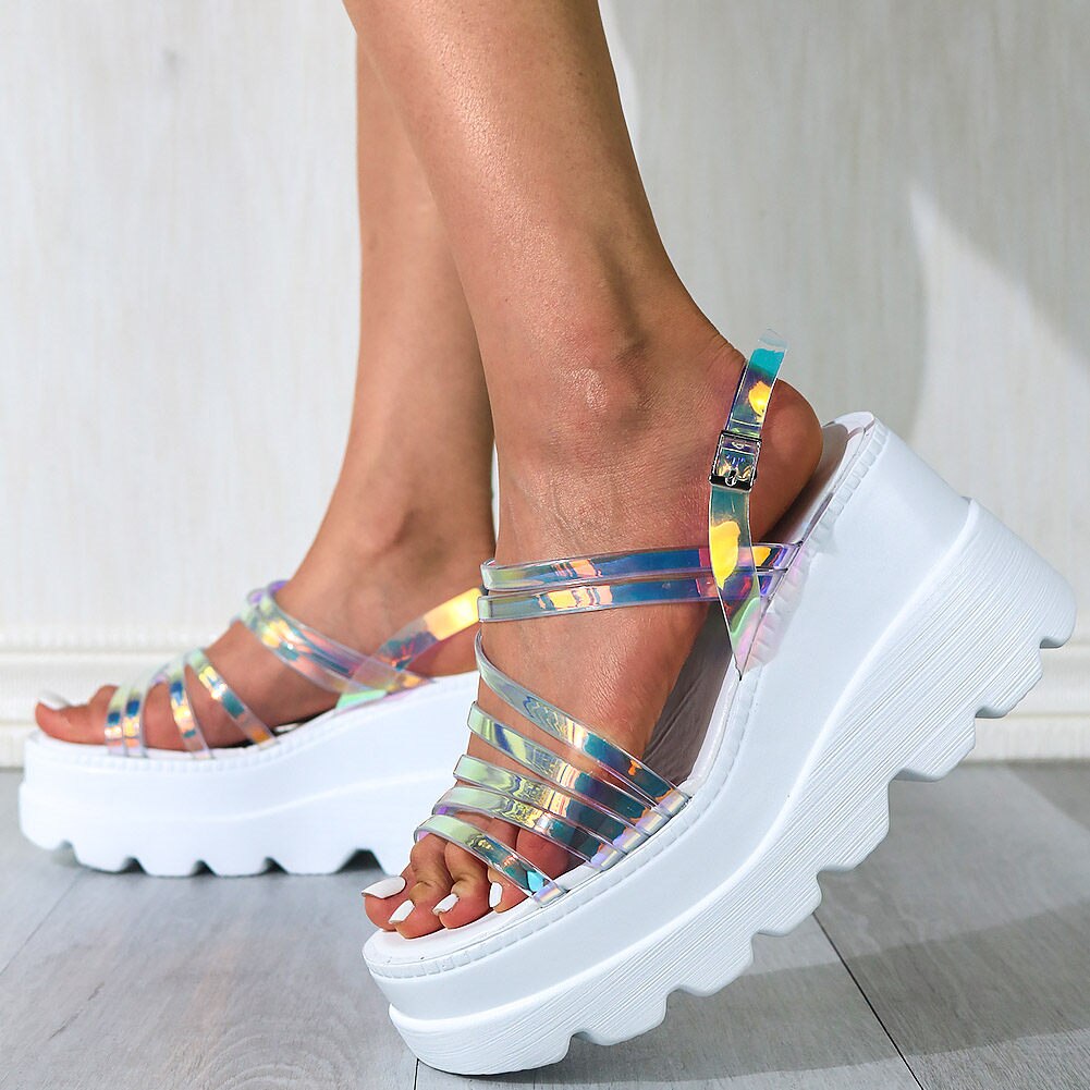 Sorphio-sandales de luxe à semelle compensée, chaussures d'été pour femmes, en PVC et colorées, collection directe INS