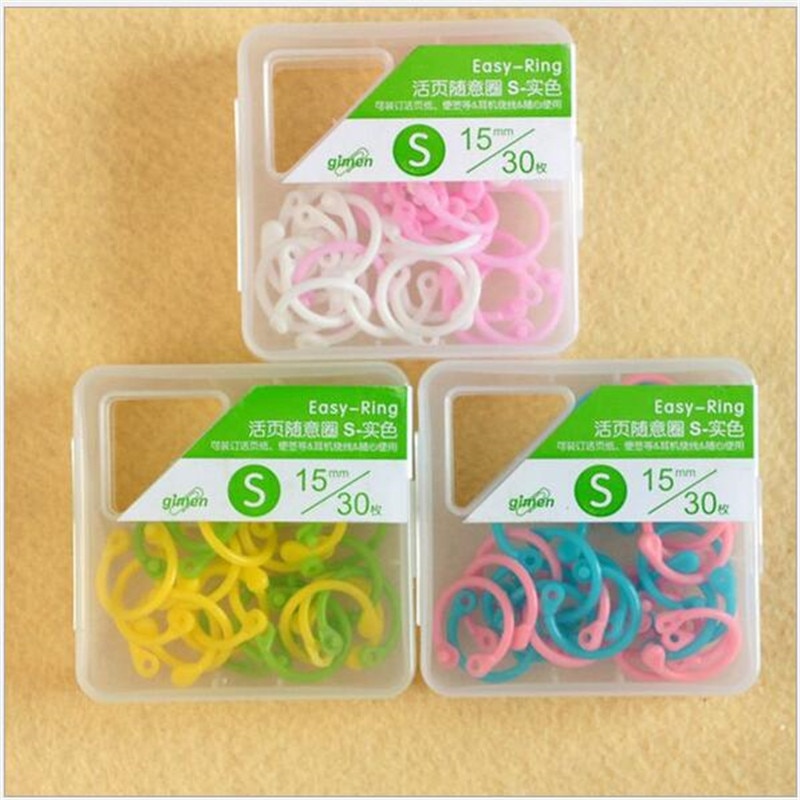30 STUKS = 1 DOZEN Koreaanse briefpapier losbladige boxed kleurrijke plastic ring flyer opslag binding briefpapier accessoires S