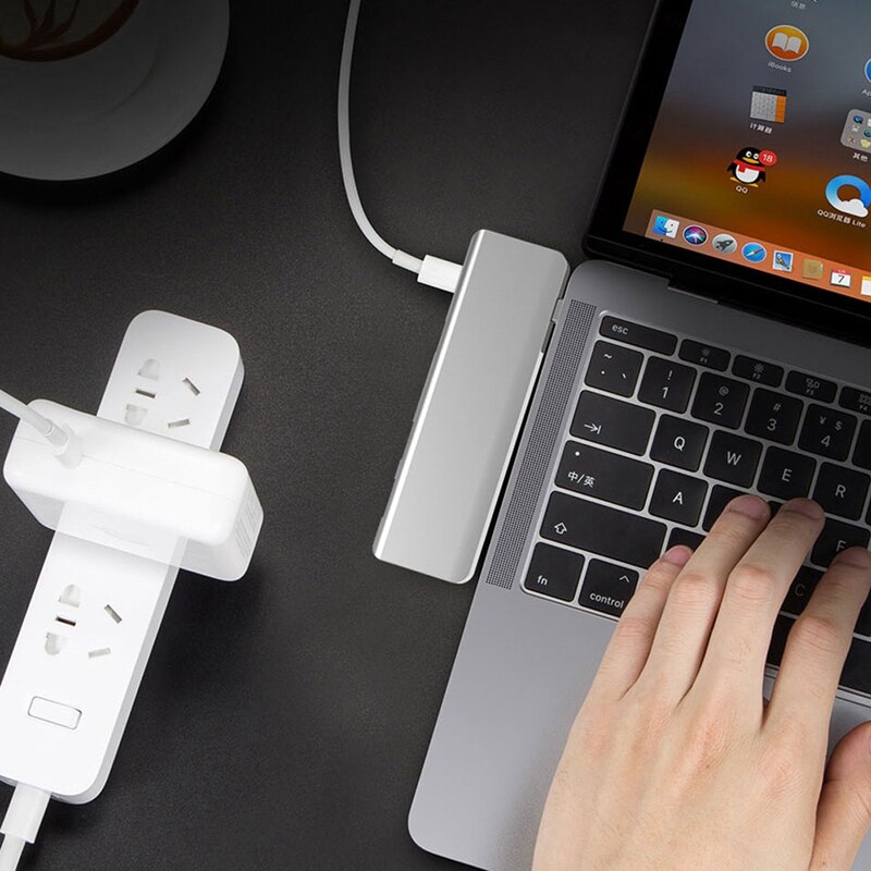 5-In-1 USB C di Tipo HUB-C a Più Porte USB 3.0 di Tipo C Adattatore di Alimentazione USB-C HUB Splitter Dock