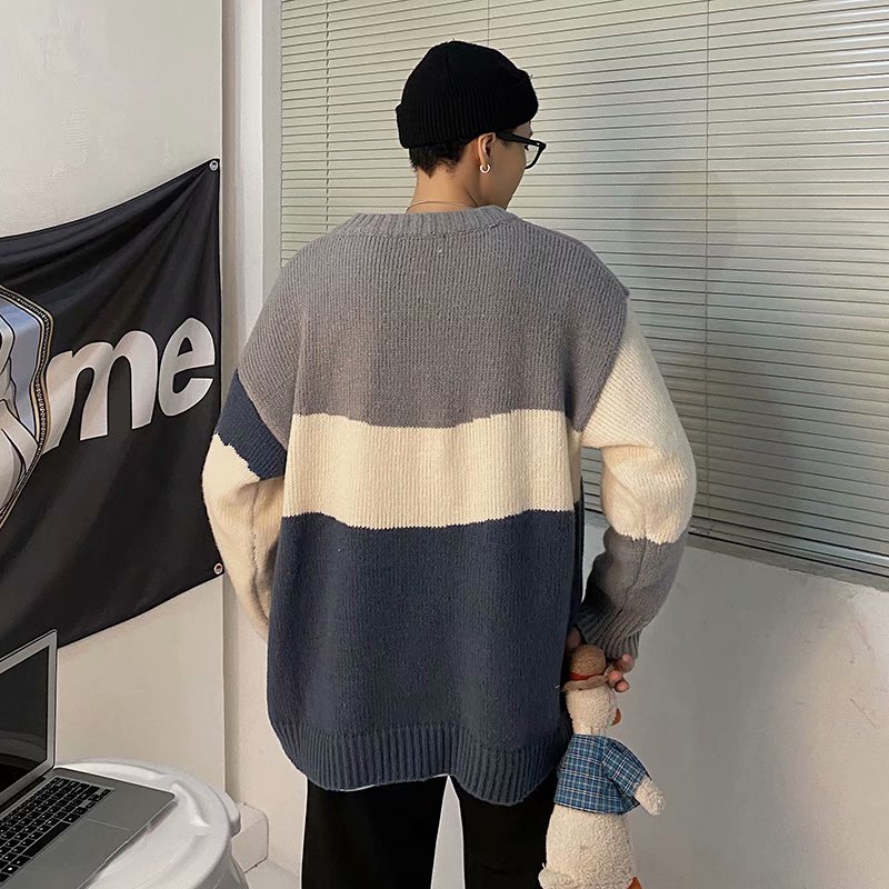 Härlig tröja herr vintertröja herrtröjor oversized pojke studenttröja grön blå grå