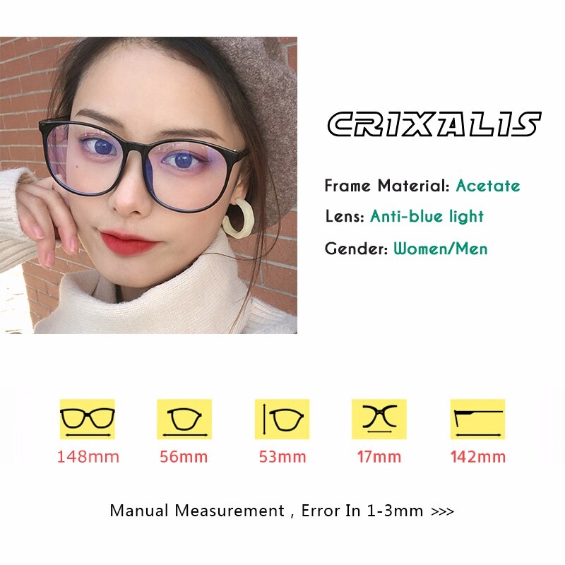 Oversize Stralingsbescherming Anti Blauw Licht Computer Bril Vrouwen Transparante Bril Mode Trend Ronde Brillen Frame