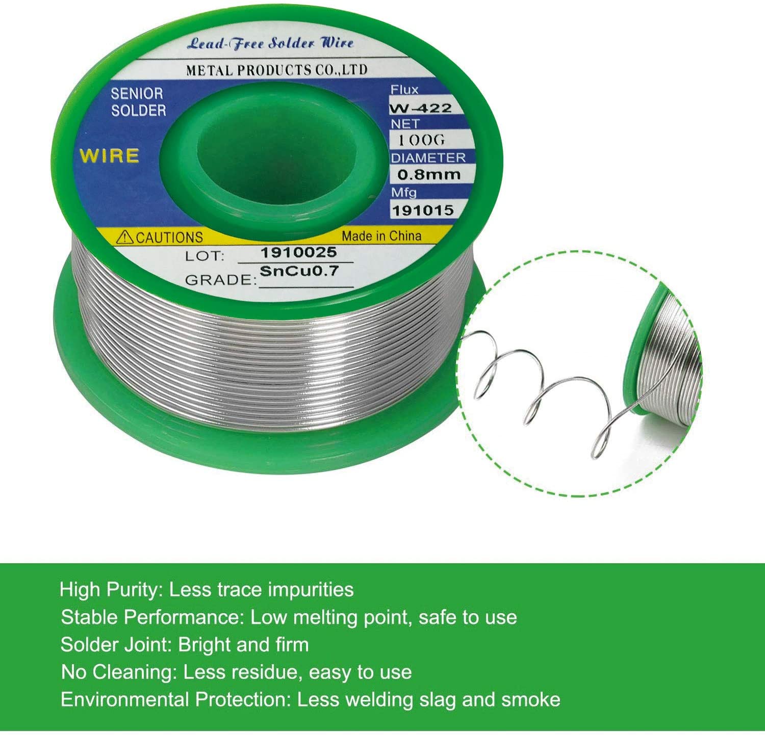 Solder Wire Tin 63/37 soldering Lead-free Low melting 0.8mm Rosin Core Flux1.8%~ 2.4%