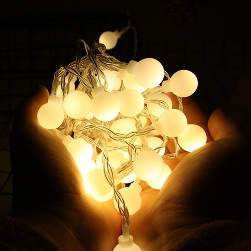 1.5/3m batteri strøm led kugle krans lys fe string vandtæt udendørs lampe jule bryllupsfest lampe dekoration: Varm hvid / 1.5m 10 lysdioder