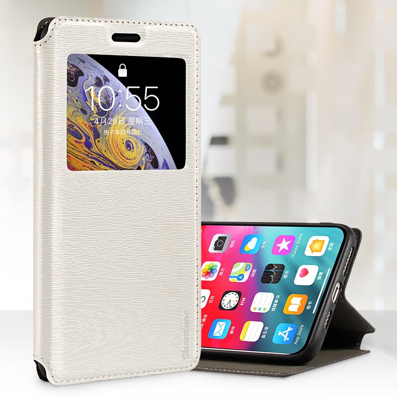 For HTC Desire 21 Pro 5G Case For HTC Desire 21 Pro 5G View Window Cover Invisible Magnet and Card Slot and Stand: White