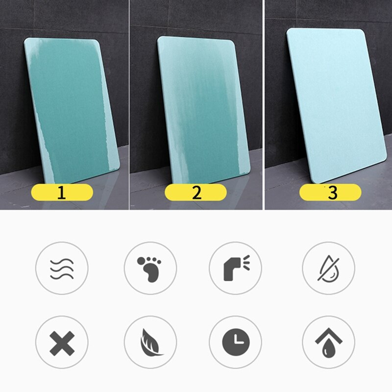 Diatomitt jordmatte antiskli badematte vannabsorberende badematter inngangsdørmatte hurtigtørkende kjøkkenteppe